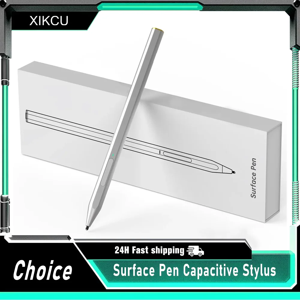 

Стилус для Microsoft Surface 4096, чувствительный к давлению ластик, боковая кнопка, совместимая с Surface Pro 11/10/9/8/7 +/6/5