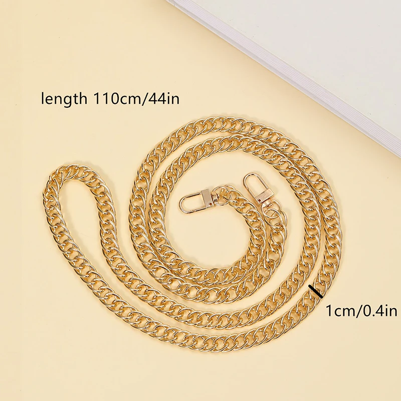 110cm Women Bag Aluminum Chain Color Retaining Gold Diy Simple Chain Metal Wrap Chain Underarm Shoulder Strap Replacement Strap