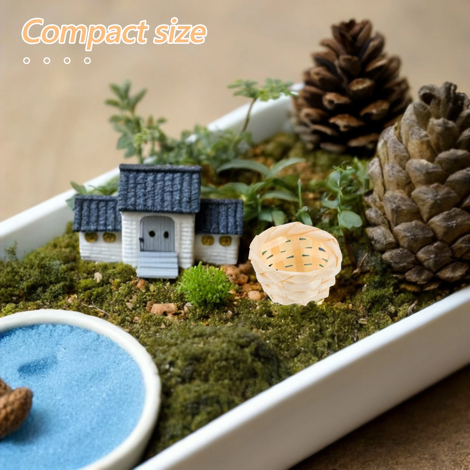 

4 шт. миниатюрные бамбуковые корзины ручной работы, легкие для украшения микро сцены, поделки своими руками, садовые аксессуары, маленькие портативные