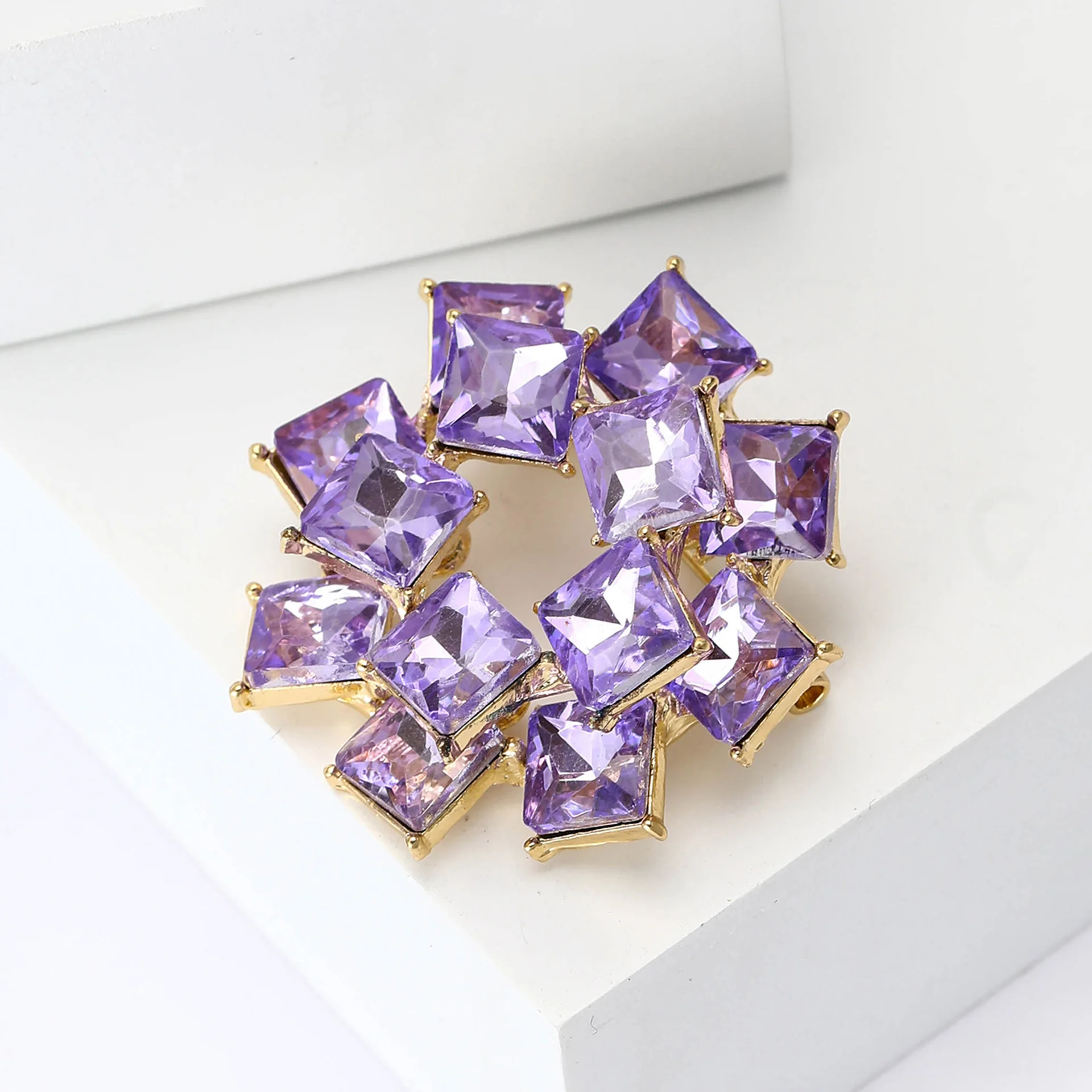 Simple Retro Rhinestone Double-Layer Ring Brooch Personality Fashion Wedding Party Ladies Clothing Pin Holiday Jewelry Gift