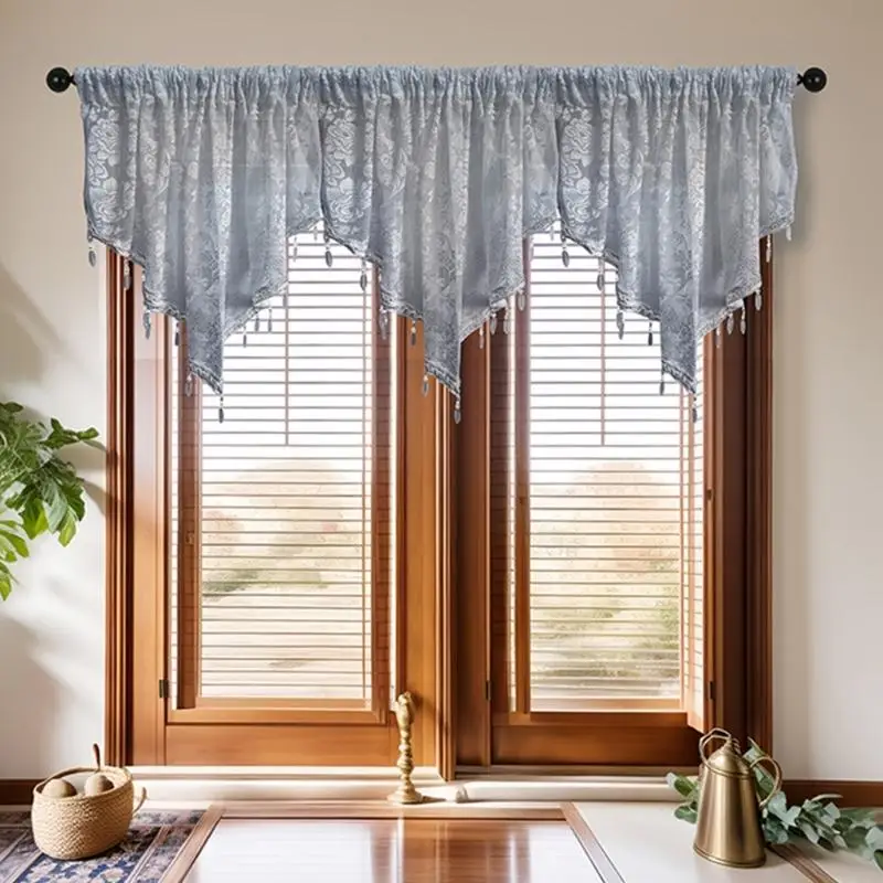 62KD Without Tool Blackouts Curtains Lace Fabric Instants Setups Indoor Privacy