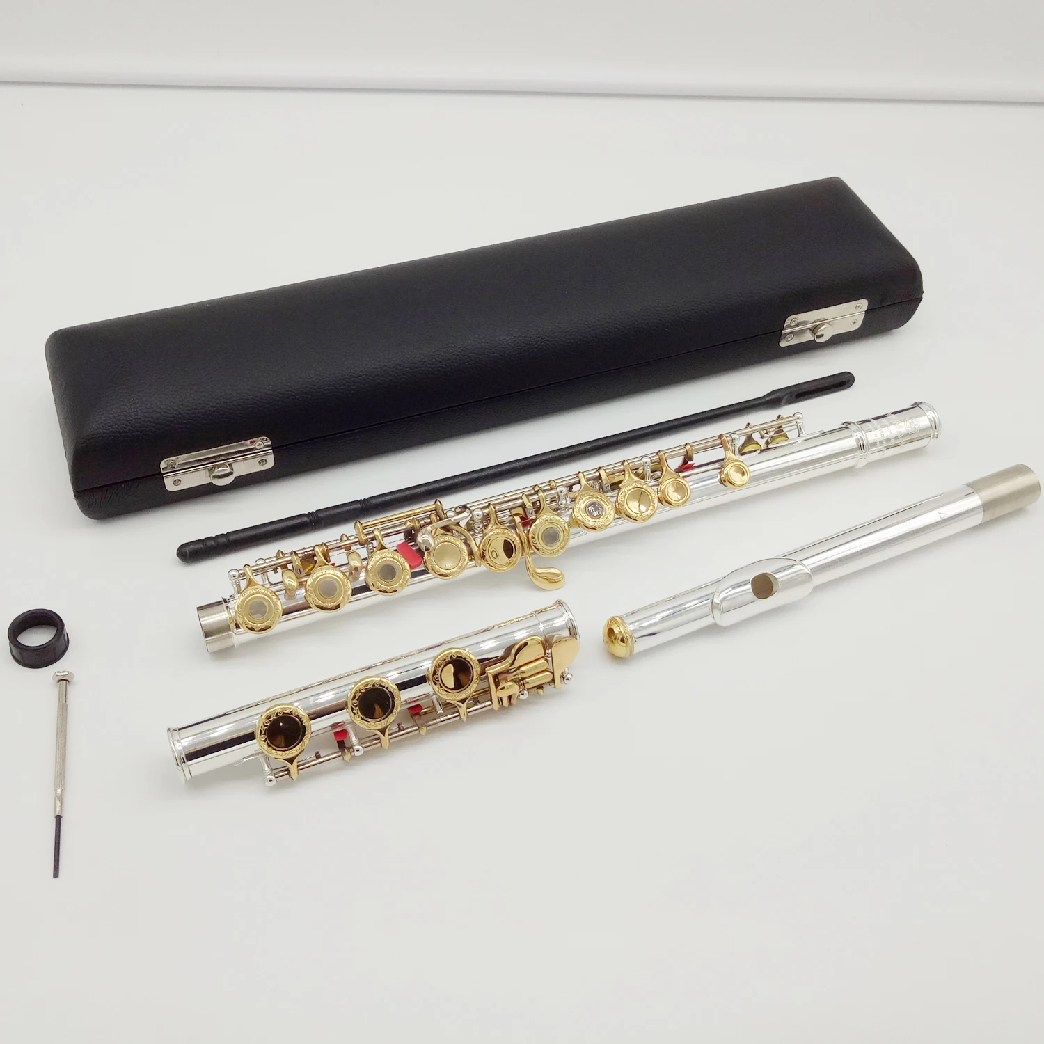 Music Fancier Club Professional Flute 361 Engraving Hand Carved Keys Gold Plating Flutes B Leg Open Holes 17 Gold Keys