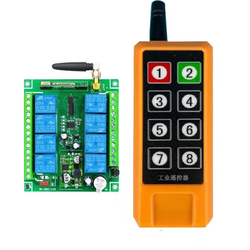 500-2000m DC12V 24V 8CH bezprzewodowy zdalnie sterowanie światło LED przełącznik przekaźnikowe Radio wyjściowe nadajnik RF i 315/433 MHz odbiornik