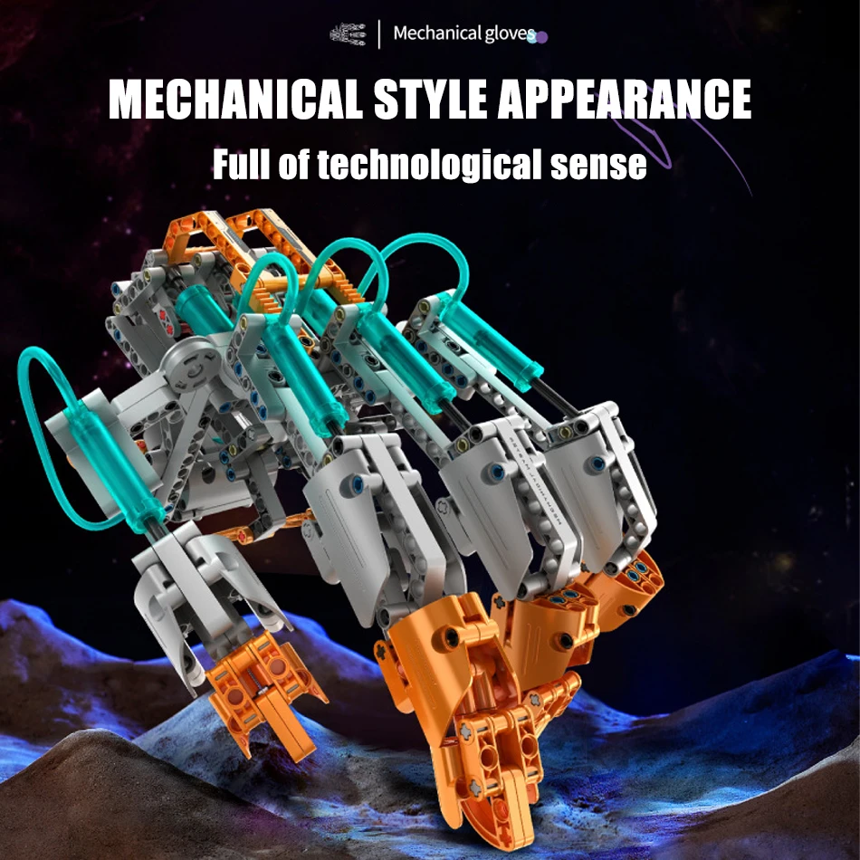 MOC Mechanical Gloves Hydraulic Power Building Blocks Wearable Technology Hand Gauntlet Boys DIY Model Bricks Toy Christmas Gift