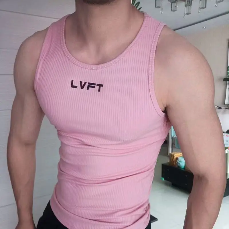 Men's Vest 2026 American Summer Knit Ice Silk Ribbed Fitness Sports Leisure Slim Men's I-back Solid Color Sleeveless Vest