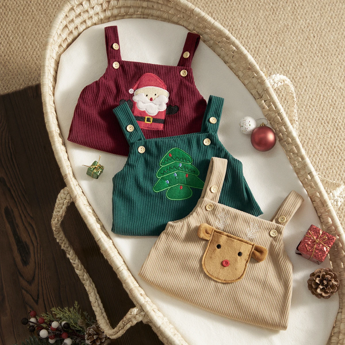 Christmas Baby Girls Boys Romper Corduroy Deer Santa Sleeveless Jumpsuit Newborn Bodysuit for Winter Overalls Xmas Costumes