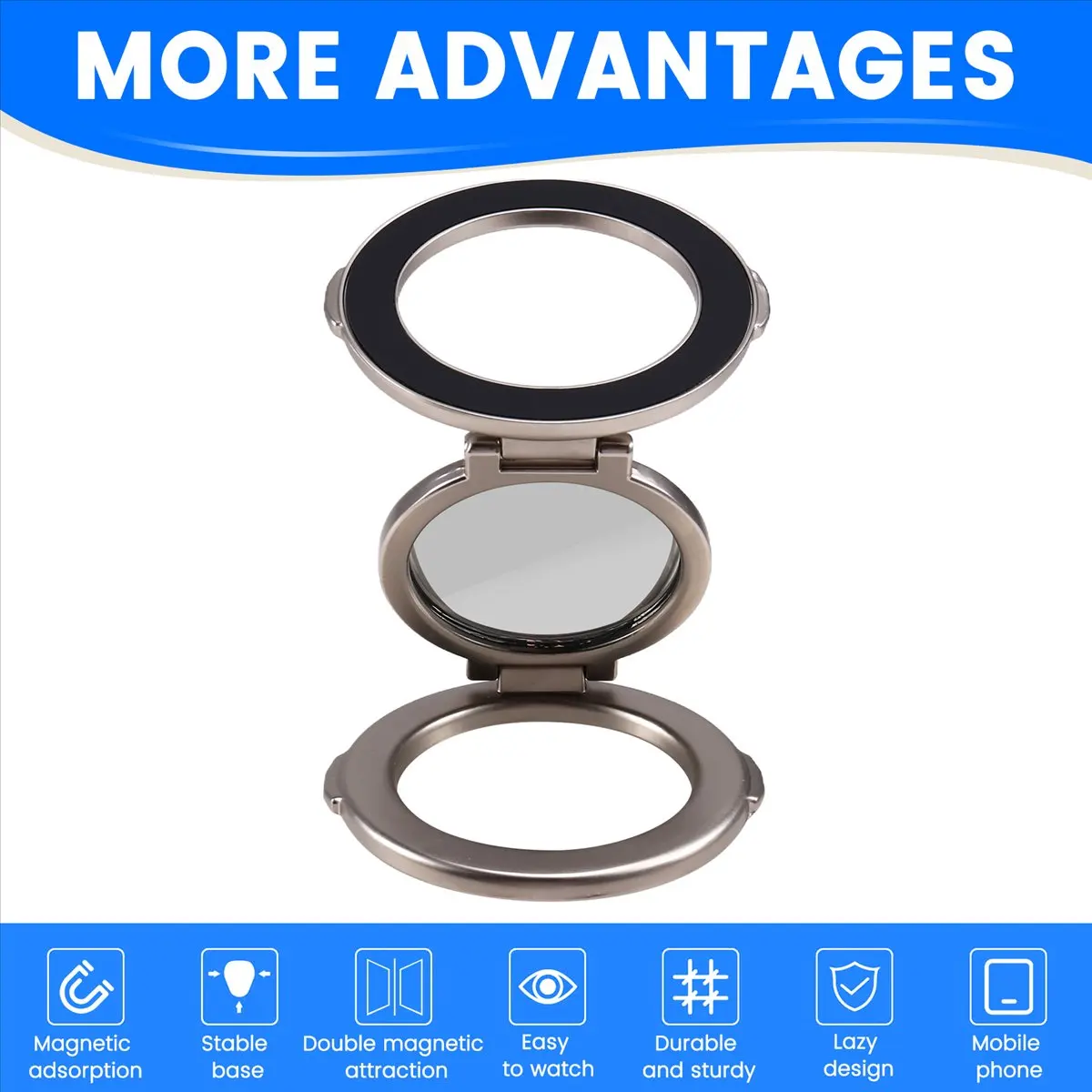 【ELEVATE LIFE】For Double-Sided Magnetic Phone Finger Ring Holder Desktop Stand for 16 15 Pro