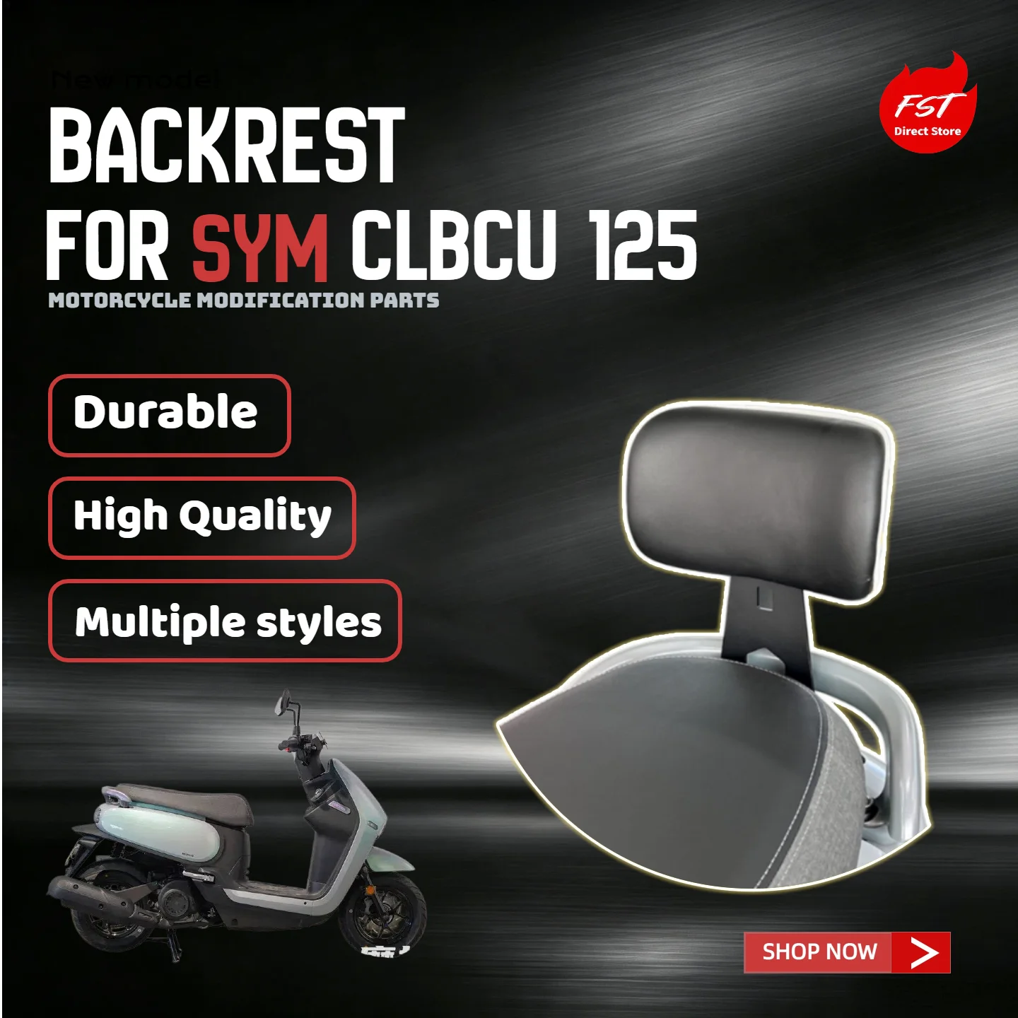 For SYM CLBCU 125 Rear Backrest, Special Small Waist Support, No‑Drill Modification Parts