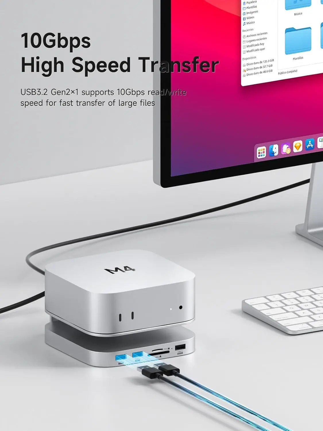 

Mac Mini M4 Dock, Aluminum Mac Mini Stand and HDMI Hub for Mac Mini M4 and M4 Pro 2024 with M.2 NVMe SSD Enclosure, 4K60Hz HDMI