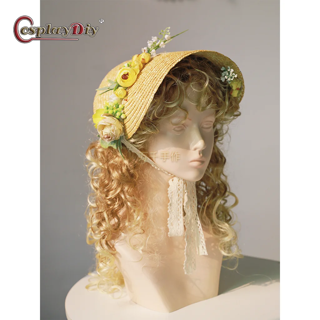 Cosplaydiy French Pastoral Style Hat Retro Girl Women Lolita Sun Hat Fashion Tea Party Hat Victoria Flower Straw Hat