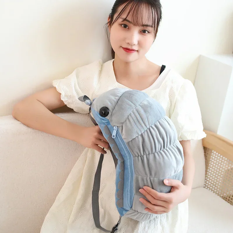 1pc 40cm Plush Watermelon Worm Backpack Toys Simulation Insect Dolls Stuffed Soft Student Backpack for Children Kids Gift