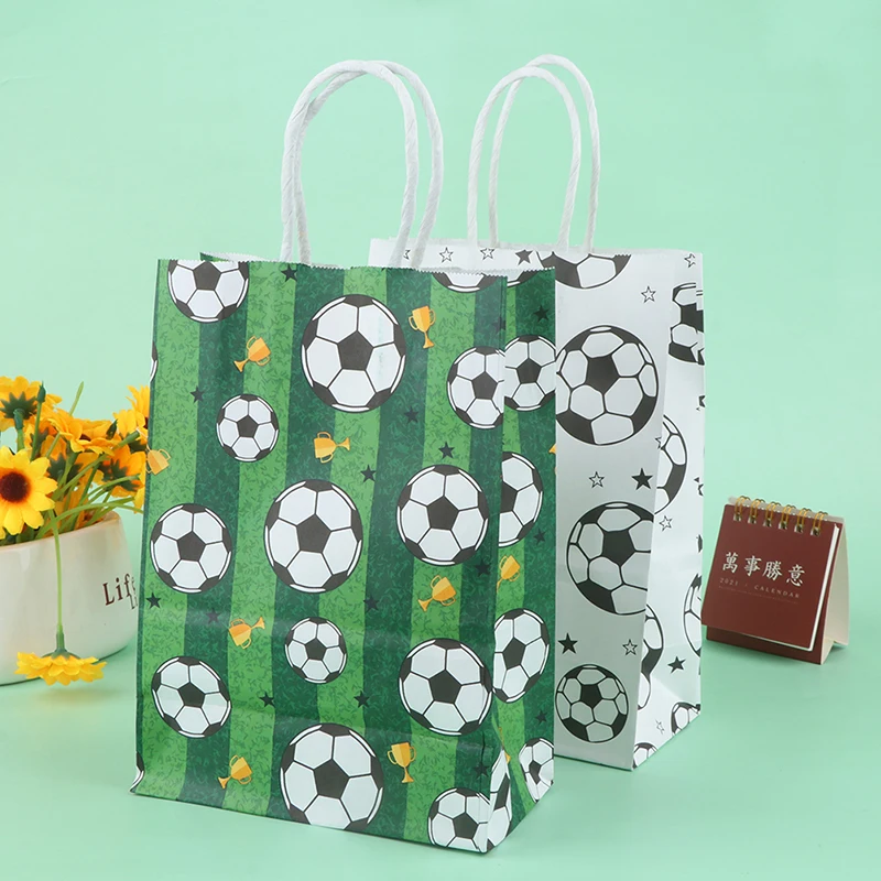 6Pcs Soccer Party Favors Bag Football Theme Party Supplies Bags Soccer Treat Candy Bags For Kids Birthday Party Supplies Decor