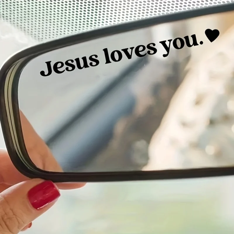 

Jesus Loves You, Vinyl Car Stickers - Sincere English text, durable and easy to stick on rearview mirrors, promoting safe