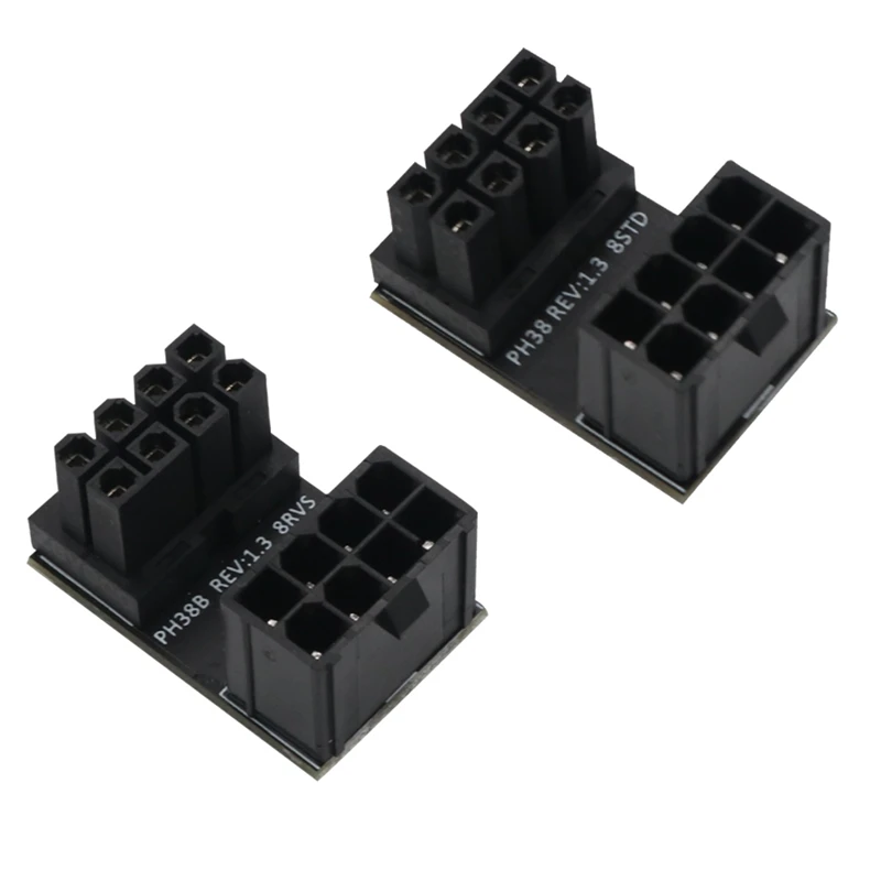 2PCS ATX 8Pin Female To 8Pin Male 180 Degree Angled Power Adapter Converter For Desktops Image Card