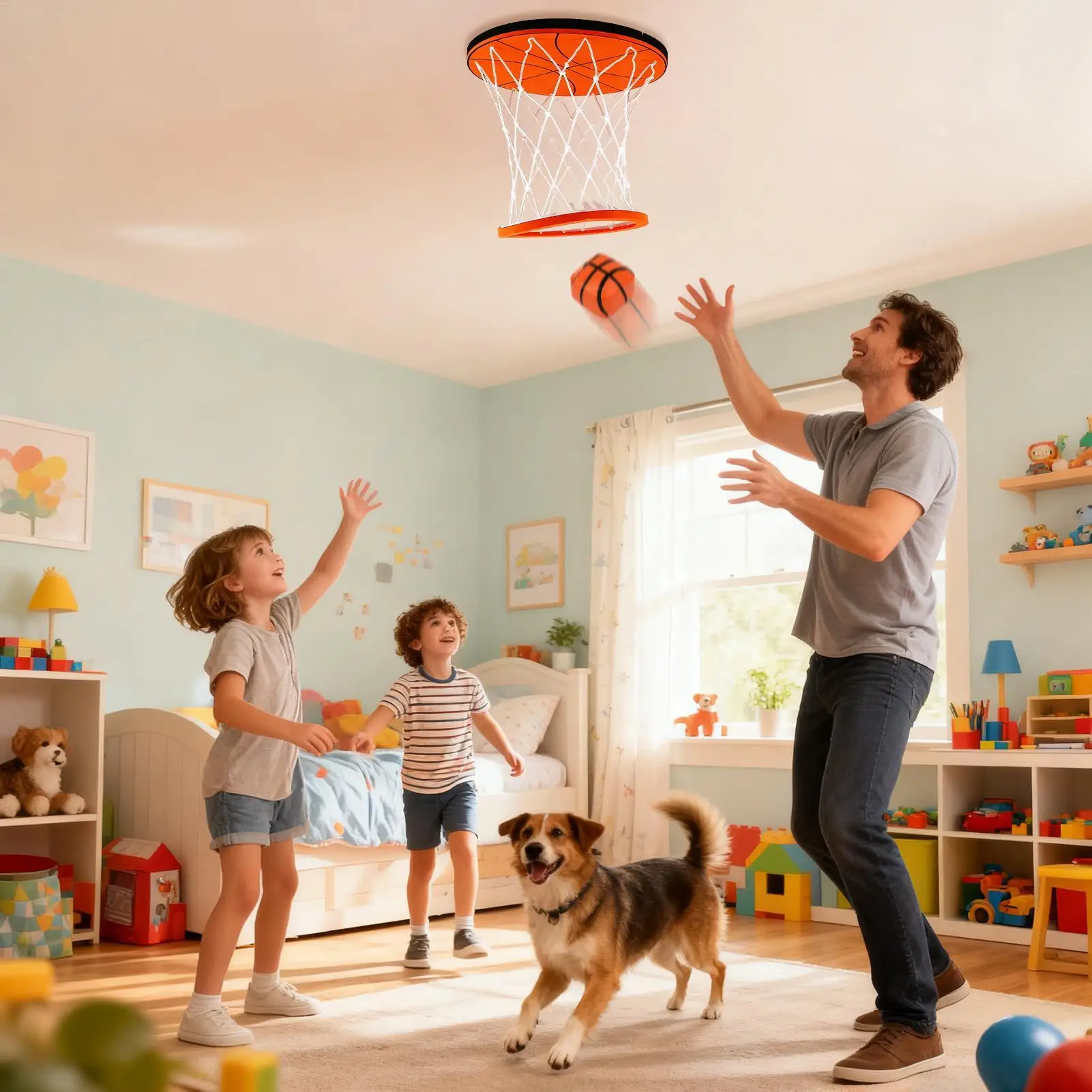 Ceiling Basketball Hoop Ceiling Sports Ball Hoop Game Funny Exercise Toy For Indoor Outdoor Bedroom Party School Dormitory Kids