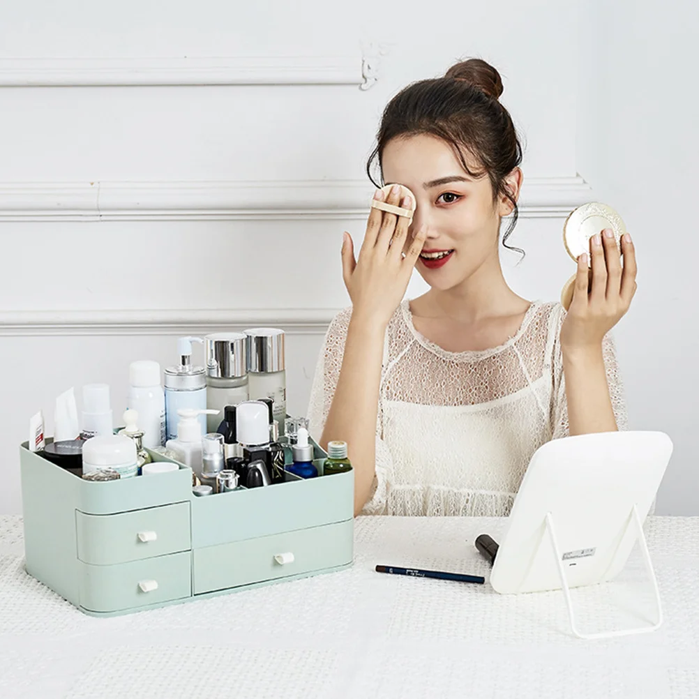 

1pc Drawer Style Storage Box 12 Grids Desktop Organizer For Makeup Lipstick Nail Polish Brush Pp Plastic White