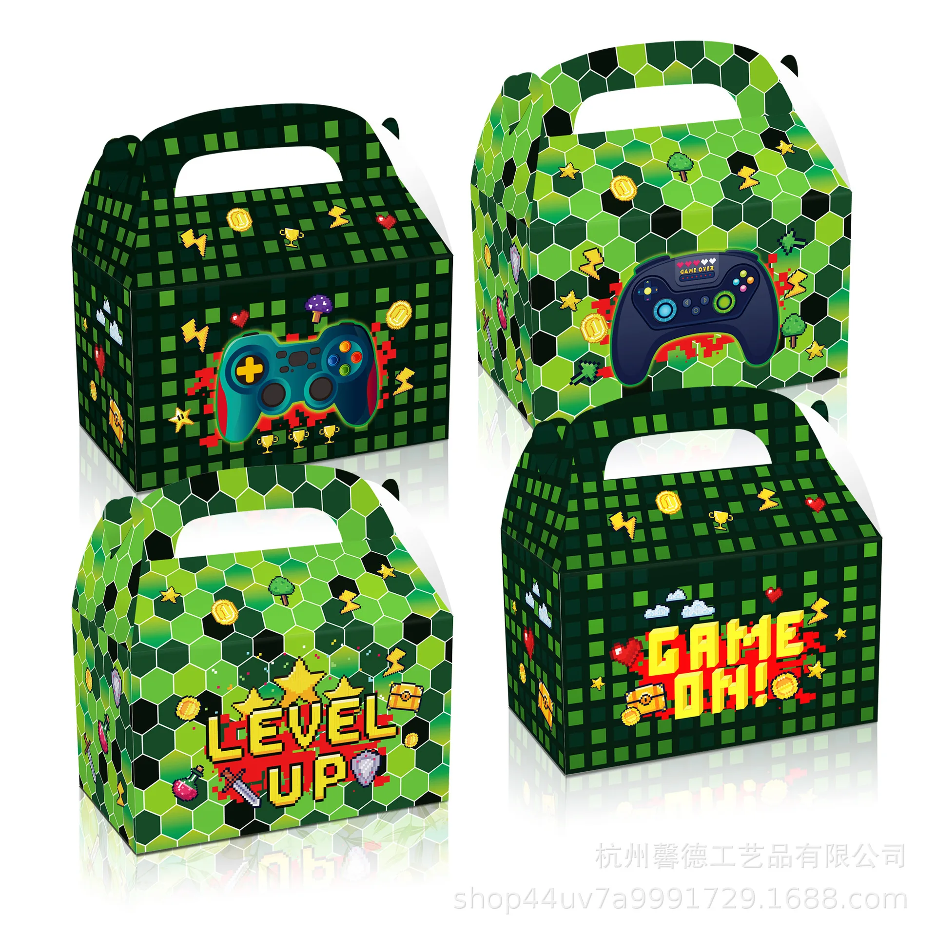 

12pcs New Video Game On Theme Tableware Set Paper Gift Boxes Boy Birthday Party Decor Baby Shower Supplies Game Handle Candy Bag