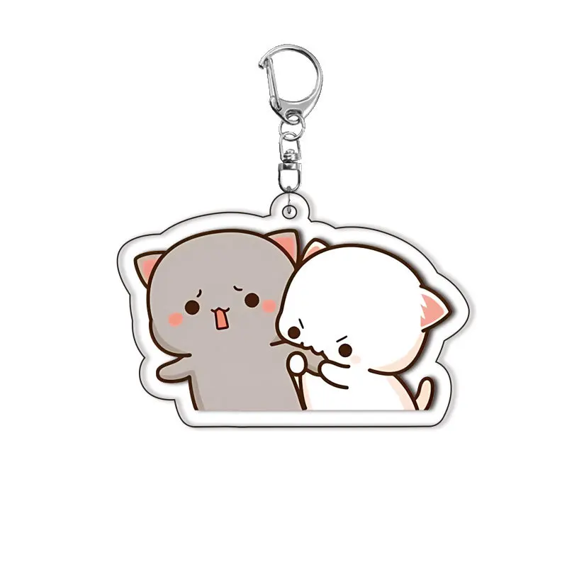 Kawaii dos desenhos animados animais padrão acrílico chaveiro casais anime acessórios saco encantos decoração jóias mochila chaveiro presente