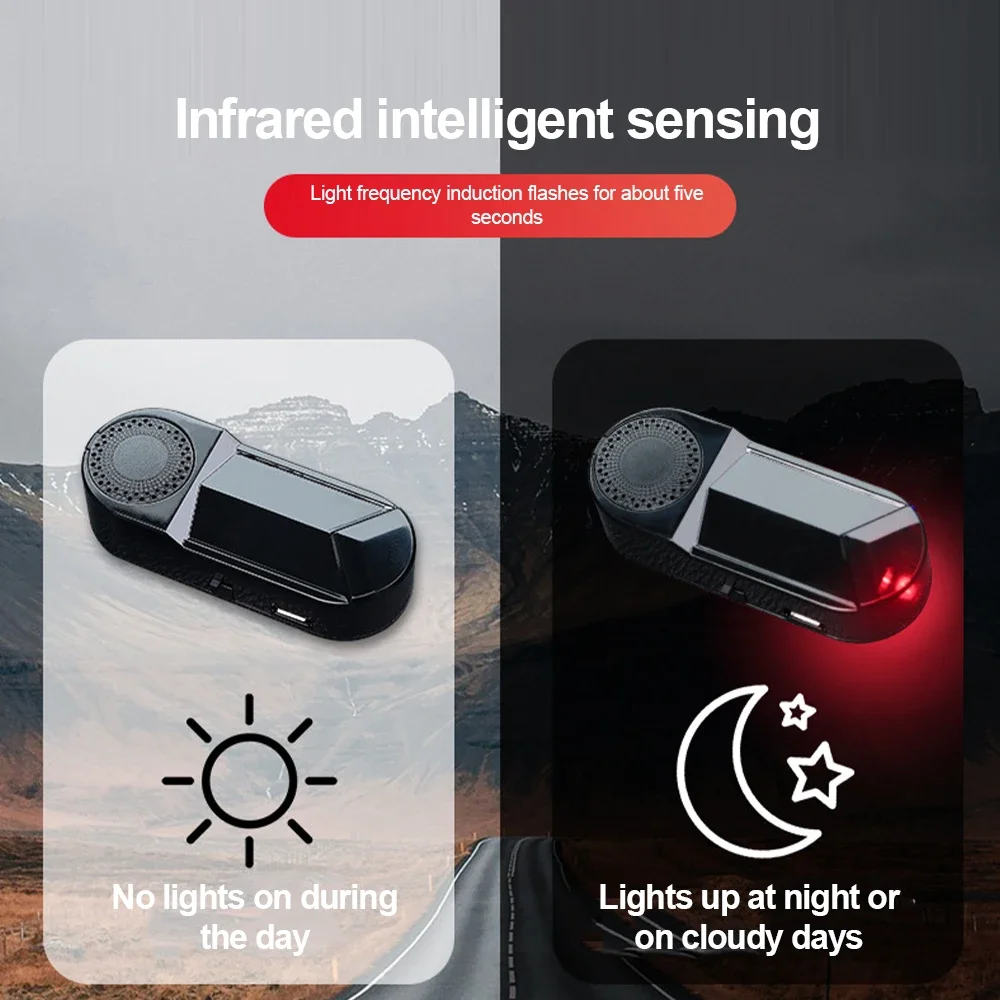 Car Security Light Strobe Signal Security System Simulated Anti-Theft Caution LampTail Light Solar LED Flashing Decorative Light