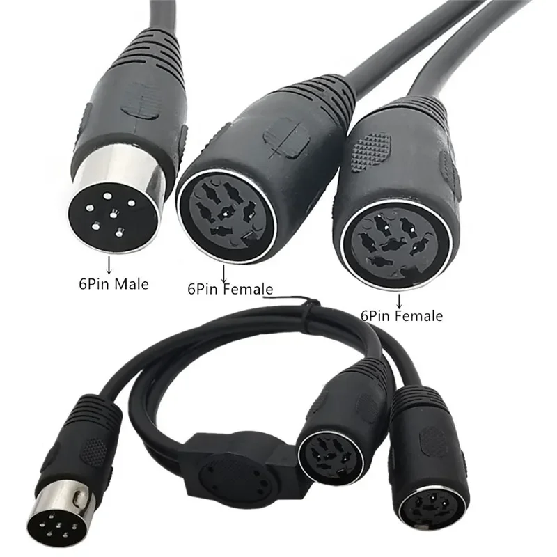 

MIDI 6 Pin Male to Dual 2 x DIN-6pin Female Extension Cable Audio MIDI DIN 6-Pin Splitter Y Adapter Cable 0.5M