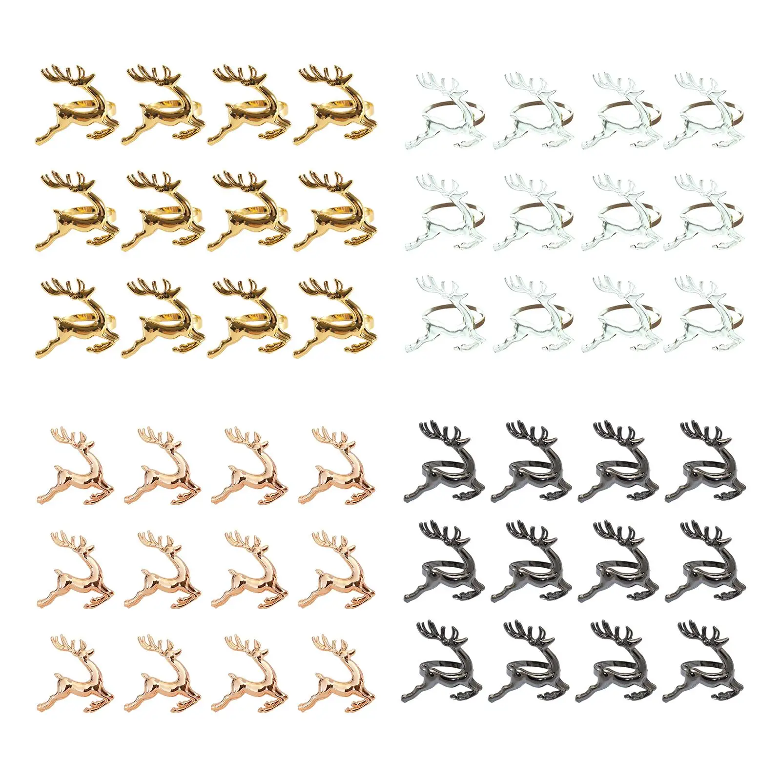 

12x Deer Napkin Rings Dining Table Setting Napkin Buckles for Holiday Party