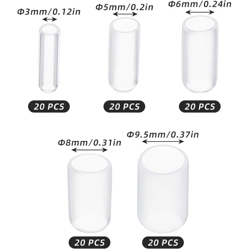 Pcs Clear Round Rubber End Caps Vinyl Cover Flexible Screw Thread Protector Bolt Covers Assortment Kit