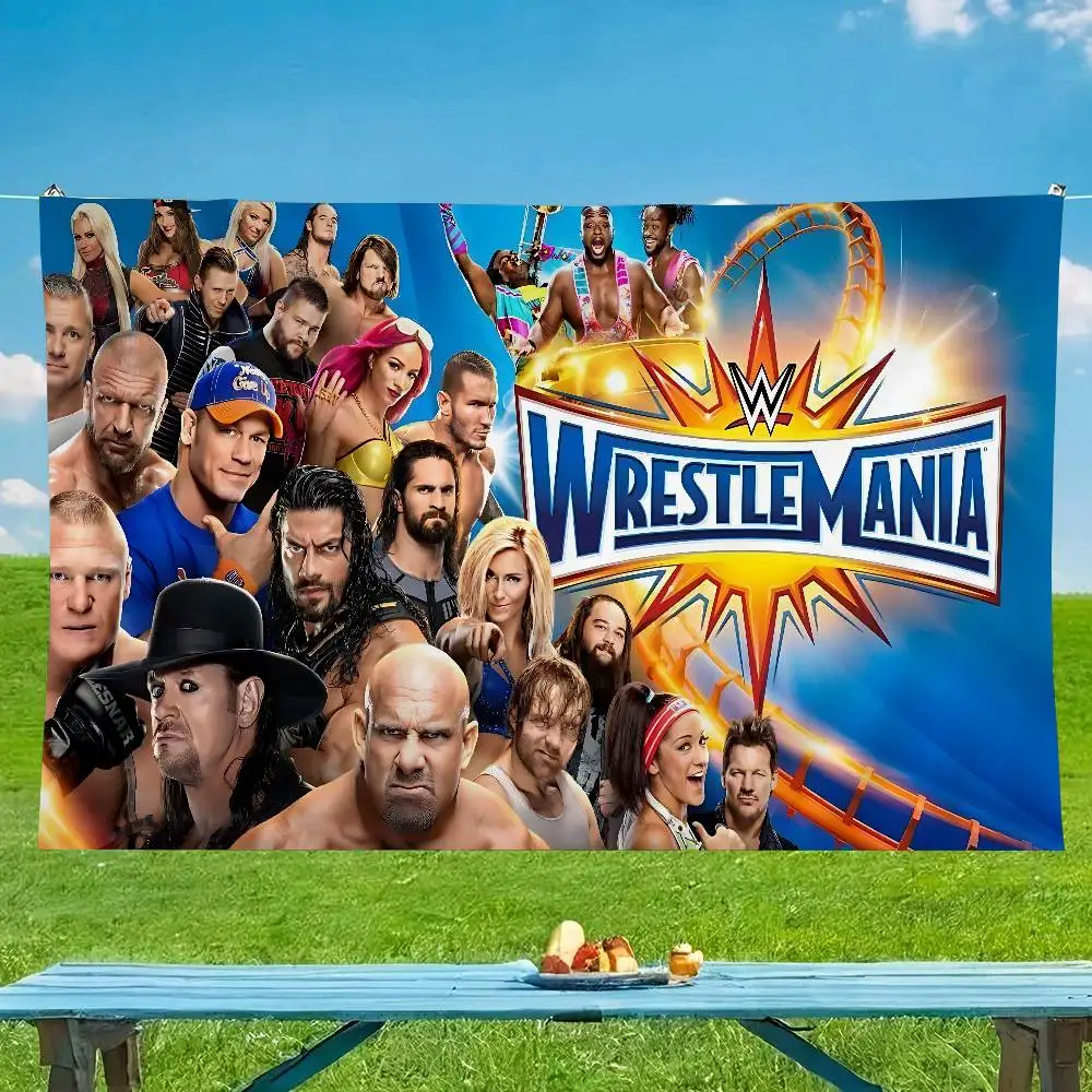 WWE WrestleMania راية عالية الجودة مطبوعة على طراز الجو الفني علم التخييم