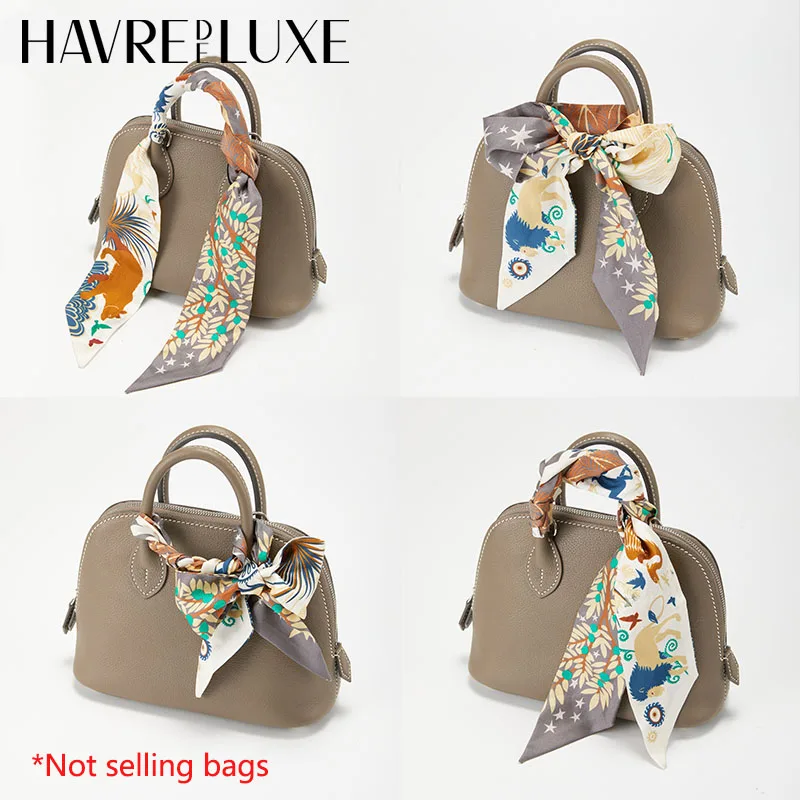 Silk Scarves For Bowling Bags New High-end Women Luxury Brand Twill Printing Tie Bag Handle Ribbon Hair Band Headband