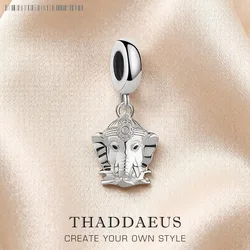 Hindu God Ganesh Dangle Charms Pendant European Lucky Jewelry For Ladies & Men New Pure 925 Sterling Silver Vintage Gift