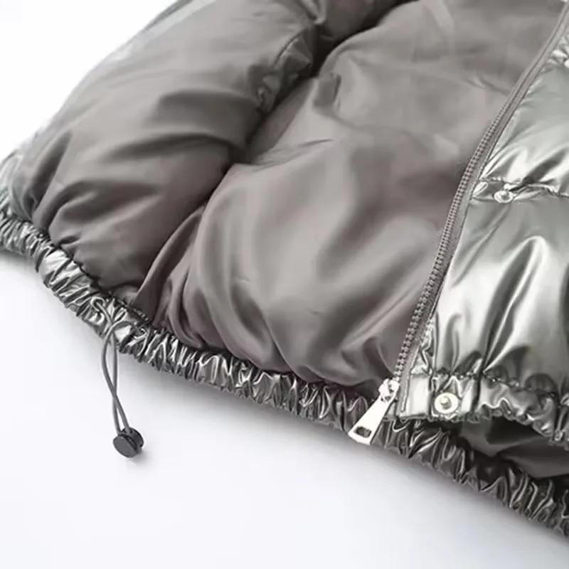 เสื้อกั๊กผู้หญิงแฟชั่น ผ้าฝ้ายเนื้อนุ่ม เงา อุ่นสบาย สำหรับฤดูใบไม้ร่วงและฤดูหนาว แบบไม่มีแขน สไตล์ลำลอง หนา อุ่น ทรงหลวม เสื้อคลุมตัวนอกสำหรับผู้หญิง