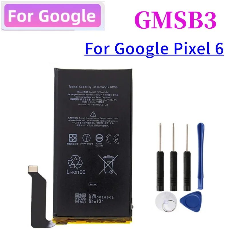 New GMSB3 Phone Battery For HTC Google Pixel 6 Pixel6 Cellphone Battery 4614mAh Replacement Batteries Batteria