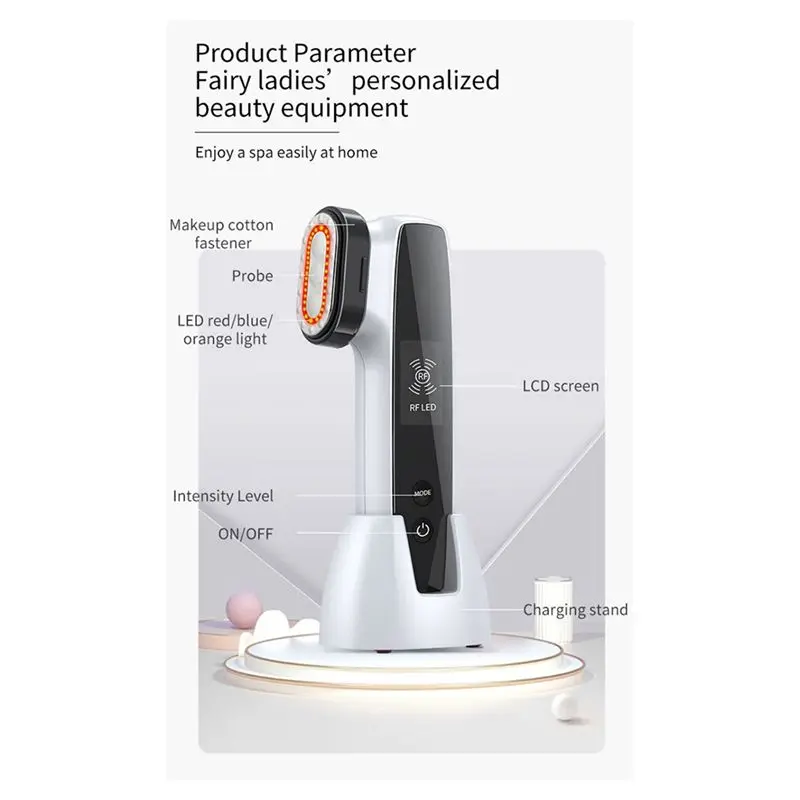 Stabile-RF e EMS Elettrico Viso Massaggiatore LED Photon Therapy Sollevamento Della Pelle Rafforzamento Ringiovanimento Plastica Anti Invecchiamento Rimozione Delle Rughe