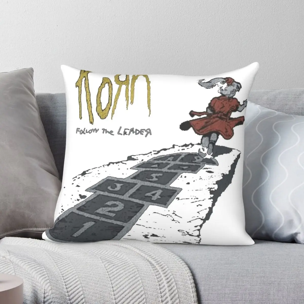 Korn Band Follow The Leader Pillowcase Polyester Linen Velvet Creative Zip Decor Throw Pillow Case Room 45x45