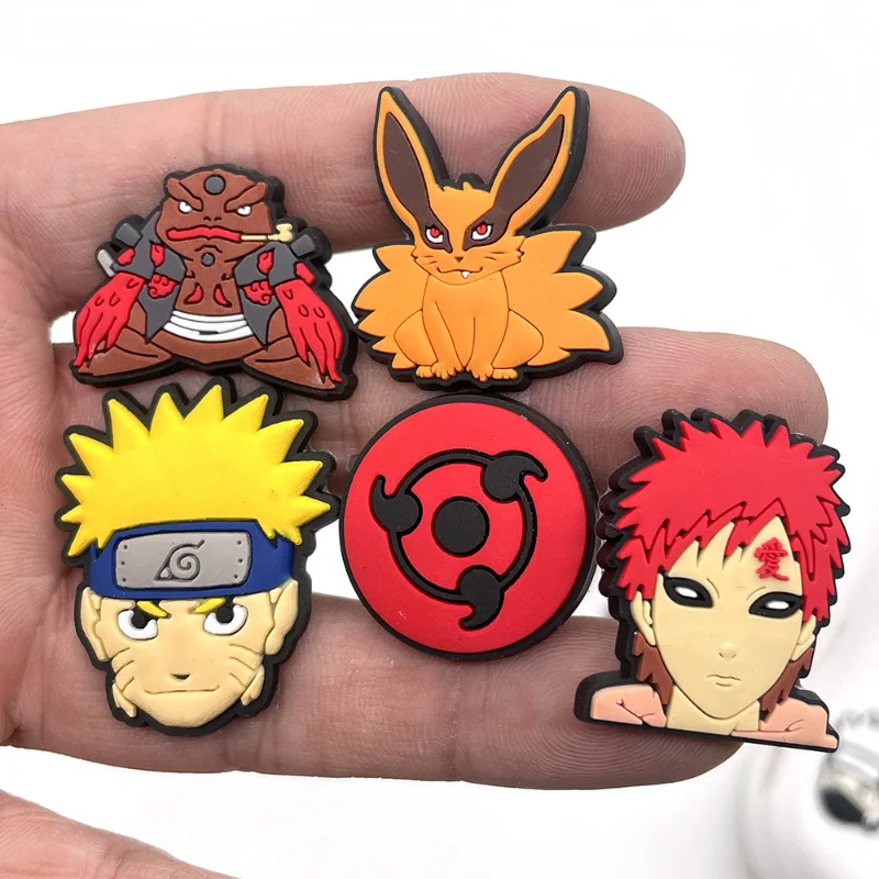 1Pcs Naruto  Anime Charms Shoe Buckle Kakashi Sasuke DIY Cartoon Charm Shoe Accessories Kids Christmas Birthday Gifts