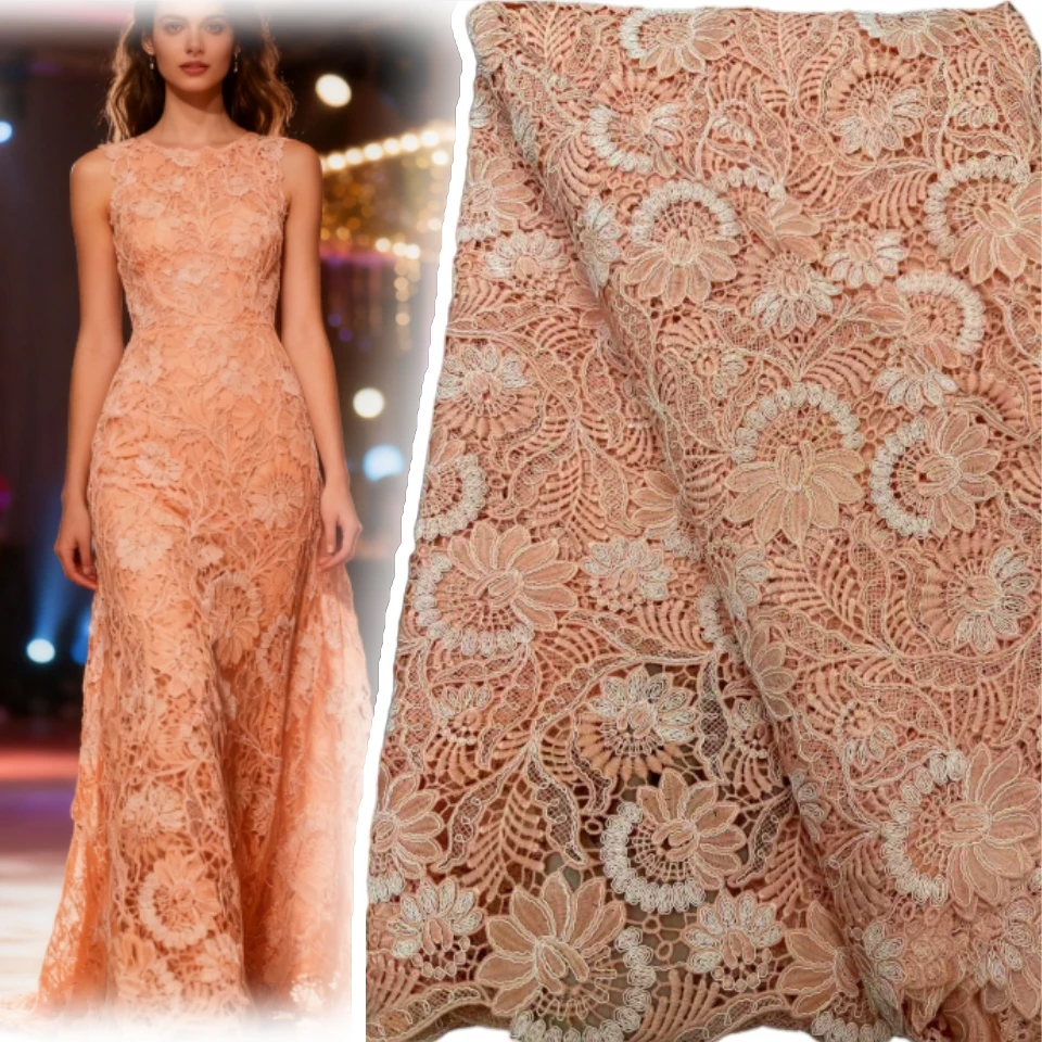 

African White Cord Guipure Lace Fabric 2025 High Quality Nigerian Guipure Fabric Water Soluble for Wedding Dress Sewing CC1798