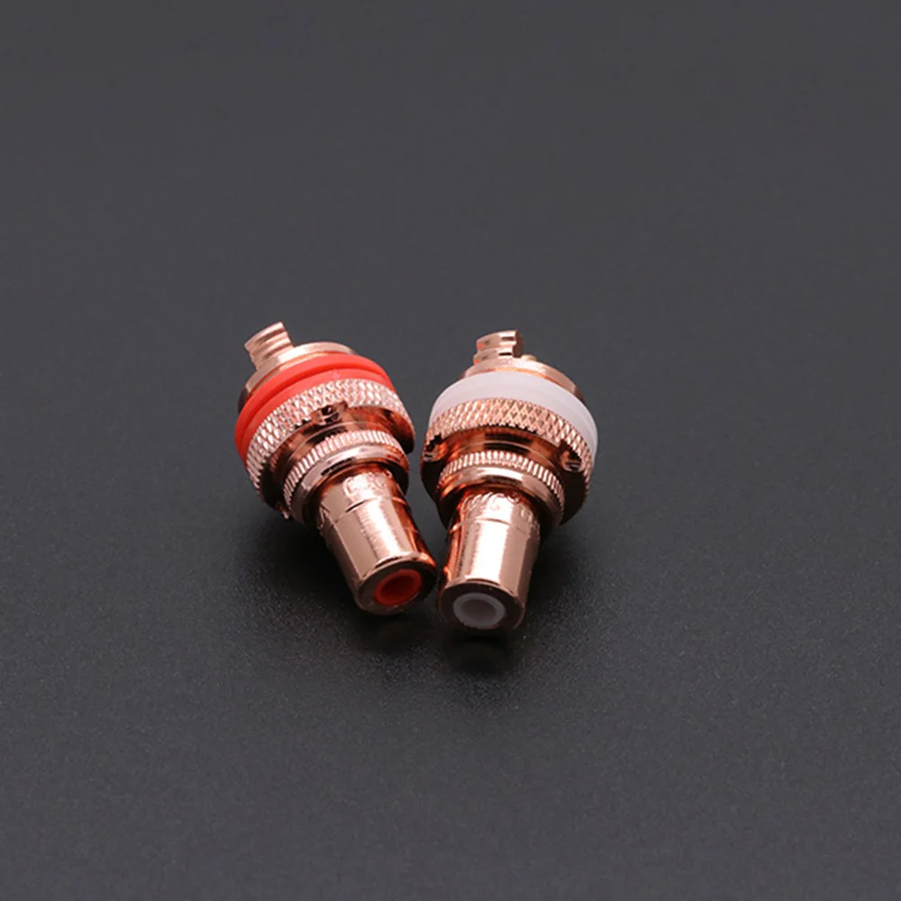 1Pair RCA Jack HIFI Terminals, pom insulation High-end RCA Socket Adapter AV Terminal Phono Connector, Gold/Rhodium/Red Copper