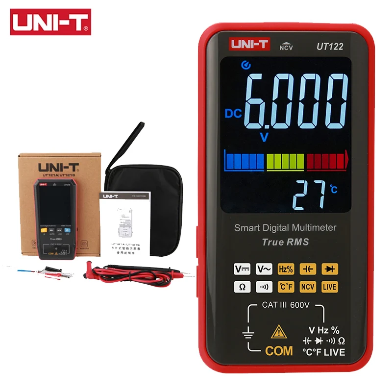 UNI-T الذكية الرقمية المتعدد UT121A UT121B UT122 التيار المتناوب تيار مستمر جهاز قياس الجهد الكهربائي المتعدد صحيح RMS مقياس السعة الرقمية تردد متر