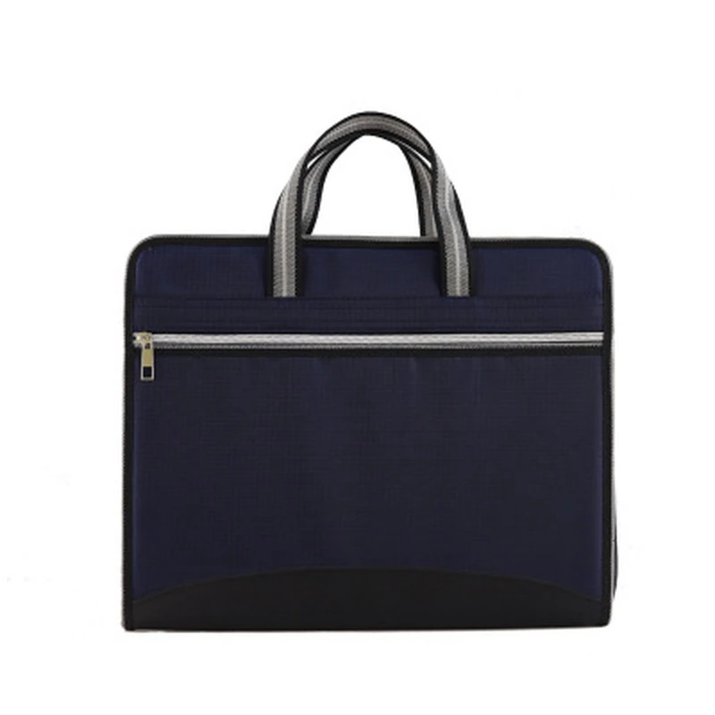 1 Piece Business Zipper Waterproof Insert File Bag 12 Oxford Cloth Organ Bag A4 Paper Folder Capacity Package Blue