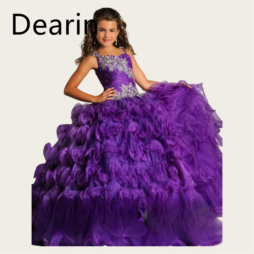 Customized Dearin Asymmetrical A-line Floor Length Skirts Tulle Flower Girl Dresses