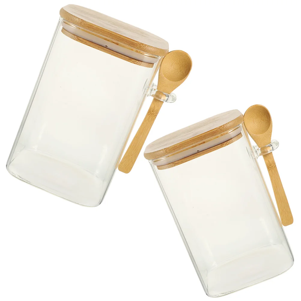 

2 Sets Airtight Sealed Glass Storage Jars Lids Canisters Coffee Bean Containers Kitchen Tea Transparent Food Holder