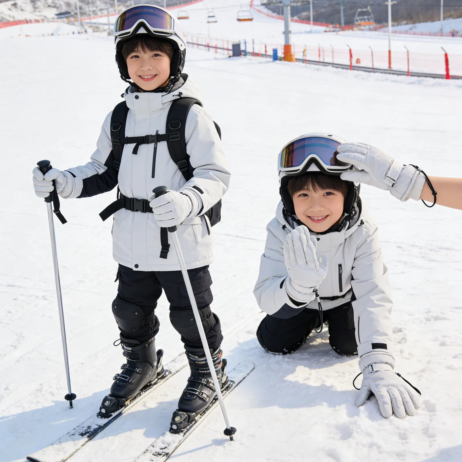 

6 шт. лыжных перчаток с эластичными ремешками на запястье, регулируемыми зажимами для варежек, аксессуары для зимних видов спорта, лыжные ремни