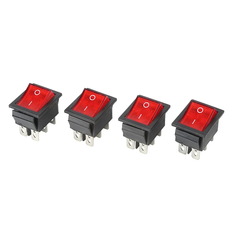 5PC KCD6Two-Speed with Light Ship-Form Button Switch Household Appliances Four-Leg Switch Waterproof Small Power Supply Rocker S