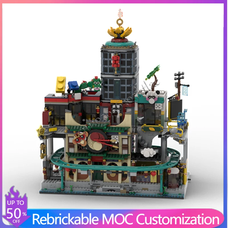 4260 PCS City Engineering of Lanterns MOC Customize Modular Building Block Simple Kids Technology Design DIY Festival Toy Gift
