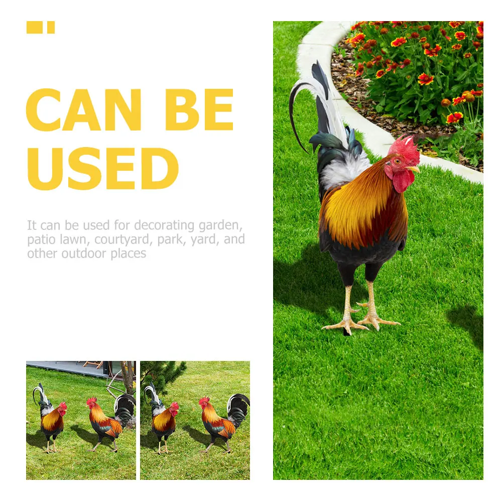 

2Pcs Acrylic Rooster Yard Stake Rustic Decor Garden Ground Inserted Decoration