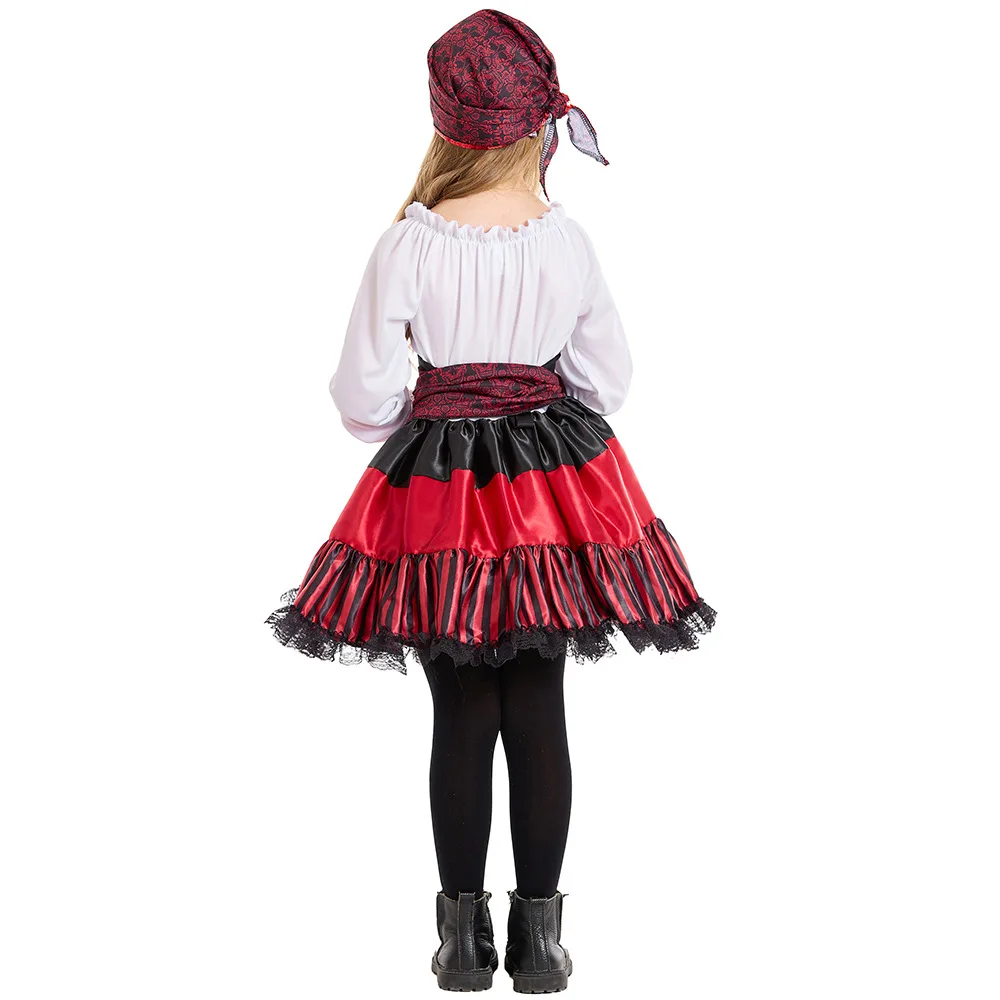 Costumes d'Halloween en Dentelle à Rayures Rouges pour Femme, Déguisement de Pirates, Carnaval, Boîte de Nuit, Robe de Navigateur, Tenue de Sauna