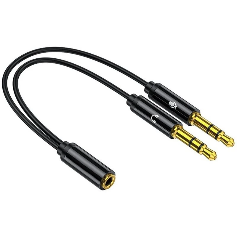 B67C For Computer Splitter Headphone 3.5Mm Female To 2 Male 3.5Mm Mic Audio Y Splitter Cable Headset To PC Adapter AUX Cable