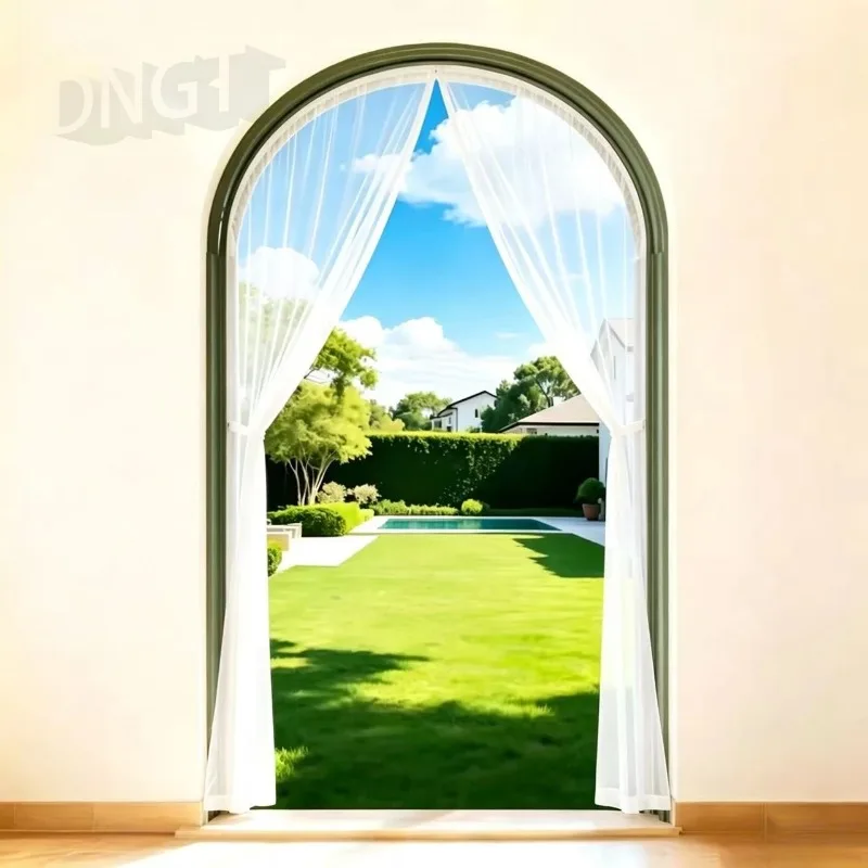 Curved Magnetic Door Screen Rounded Mosquito Net Custom Anti Insect Mesh for Arched Door Automatic Closing Fiberglass Screen Net