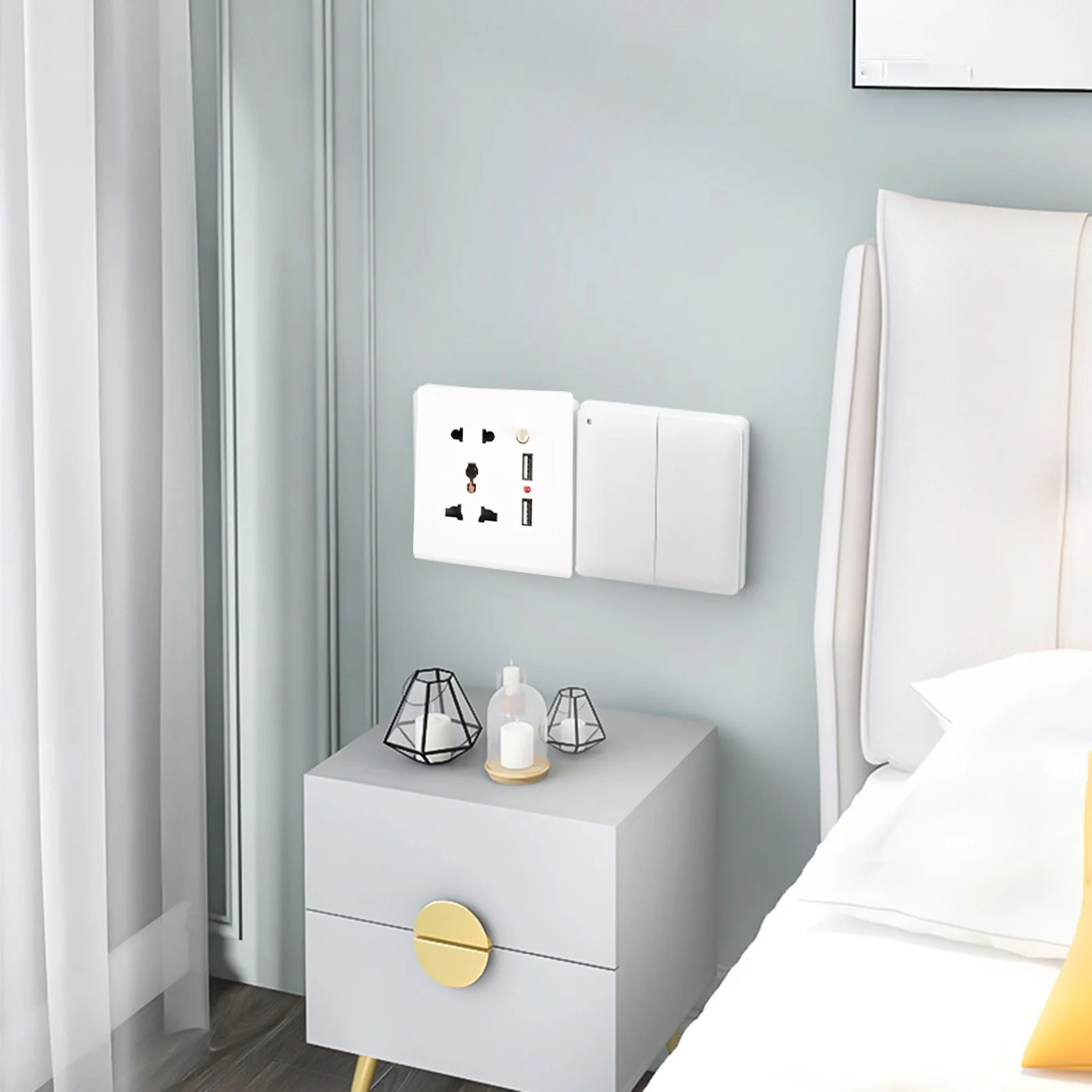 

LSJD 2.1A Dual USB Wall Charger Socket Adapter Universial Power Outlet Panel wite Switch