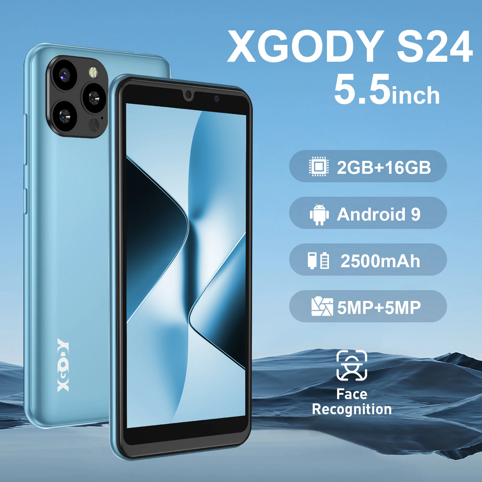 Xgody S24 3g Android Smartphone 2Gb+16Gb Unlocked Dual Sim Mobile Smart Phone 5.5