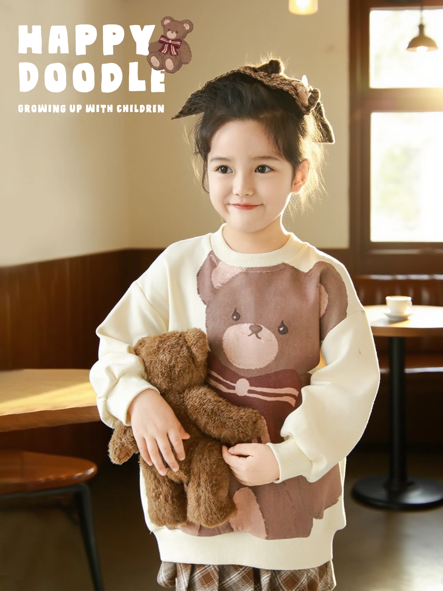 

Толстовка с принтом животных для девочек, осень 202, игривое, уютное, плюшевое, приятное для кожи, пушистое, теплые, повседневные, высшего возраста 1-7 лет